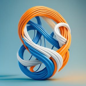 Firefly minimalistic very realistic photo like network cables security in blue, white, orange 61365